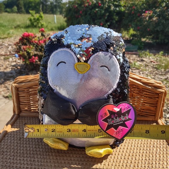 NWT Kobioto Sequin  Penguin Plush Toy Reversible Sequins - Picture 2 of 7
